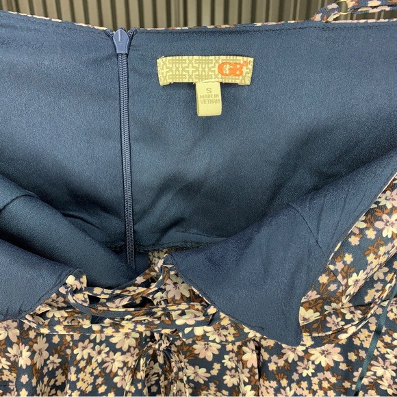 Women’s Gianni Bini Blue Brown White Polyester Floral Lace Maxi Dress Size Small - Picture 3 of 4